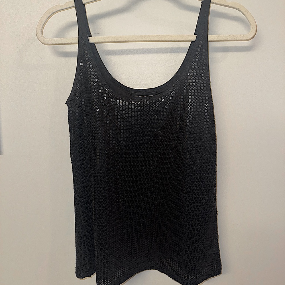 Vintage Black Sequin Tank Top